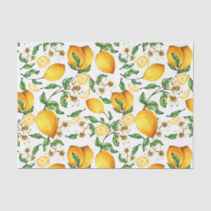 Papier Mousseline Fleurs de citrons et de citrons jaunes Belles