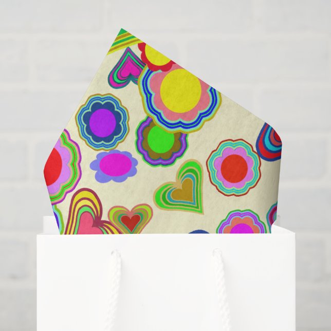 Papier Mousseline Fleurs de Coeurs super (Sac cadeau)