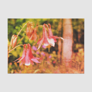 Papier Mousseline Fleurs de colonne rose Découpage Vintage