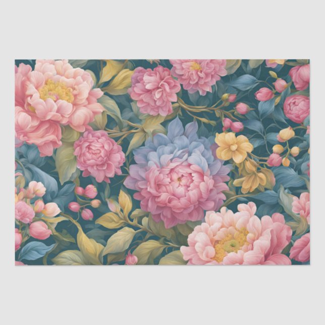 Papier Mousseline Fleurs de couleur vive florale (Recto)