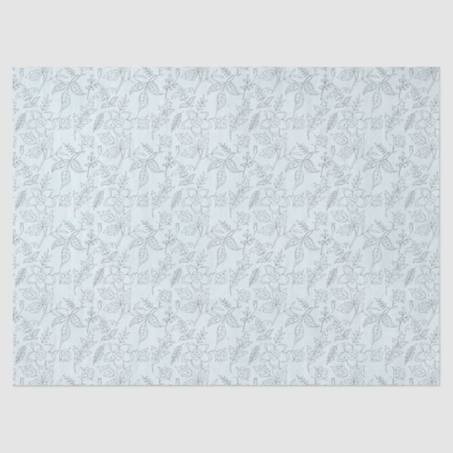 Papier Mousseline Fleurs de crayon sur Découpage vert clair (Recto)