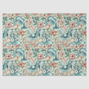 Papier Mousseline Fleurs de dauphins au pinceau à l'aquarelle pastel