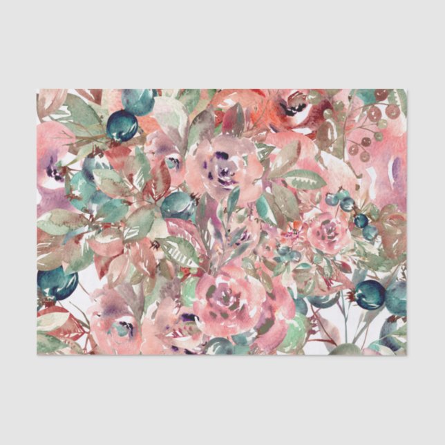 Papier Mousseline Fleurs de découpage de bleuets Bushel Watecolor (Recto)