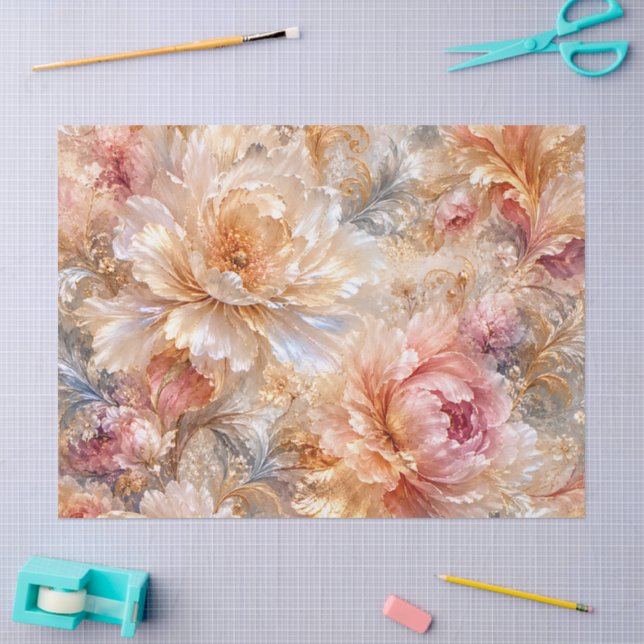 Papier Mousseline Fleurs de Fantaisie Luxueuses (Artisanat)