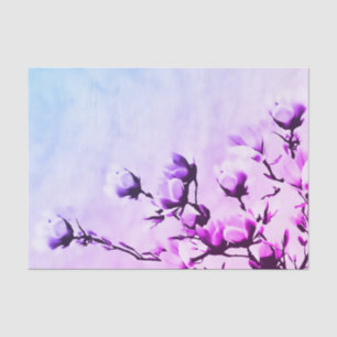 Papier Mousseline Fleurs de floraison de cerise, bleu et pourpre