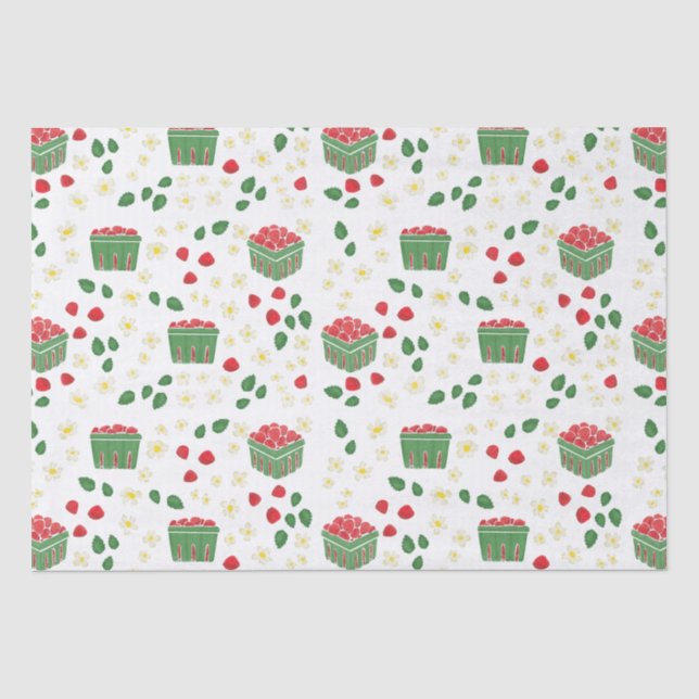 Papier Mousseline Fleurs de Fraise Champs de Fraises Premier Fraise (Recto)