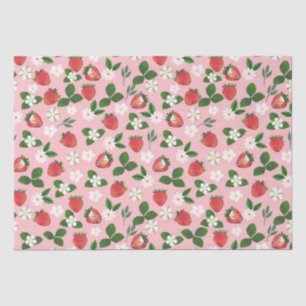 Papier Mousseline Fleurs de fraises sucrées Aquarelle Florale