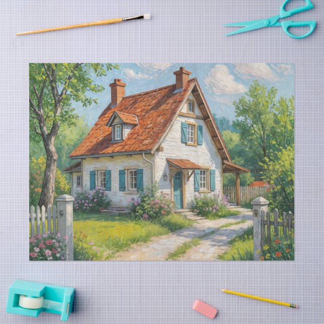Papier Mousseline Fleurs de jardin rustique (Artisanat)
