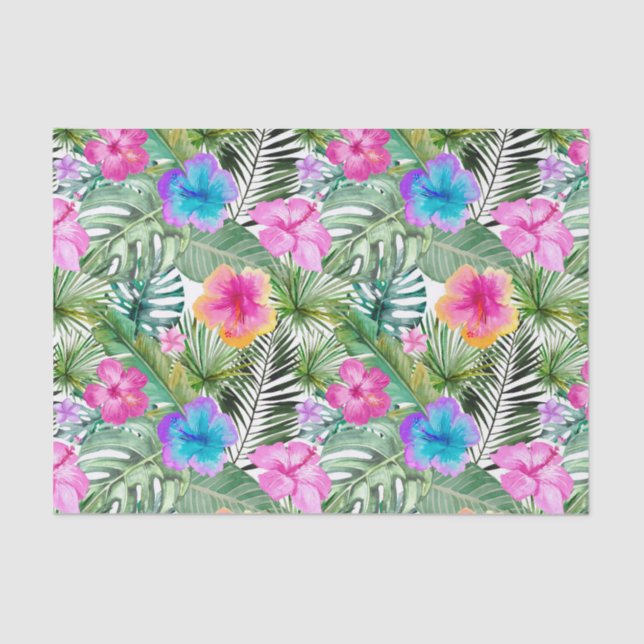 Papier Mousseline Fleurs de jungle exotique de l'Aloha tropical (Recto)