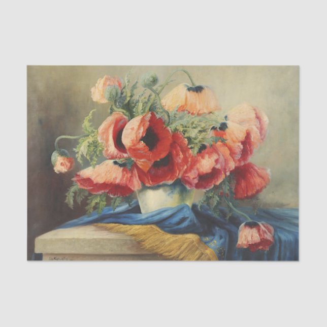 Papier Mousseline Fleurs de la vie morte Poppies florales Pavot Déco (Recto)