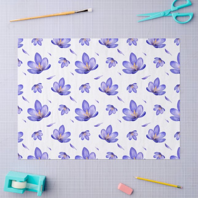 Papier Mousseline Fleurs de lavande à l'aquarelle  (Artisanat)
