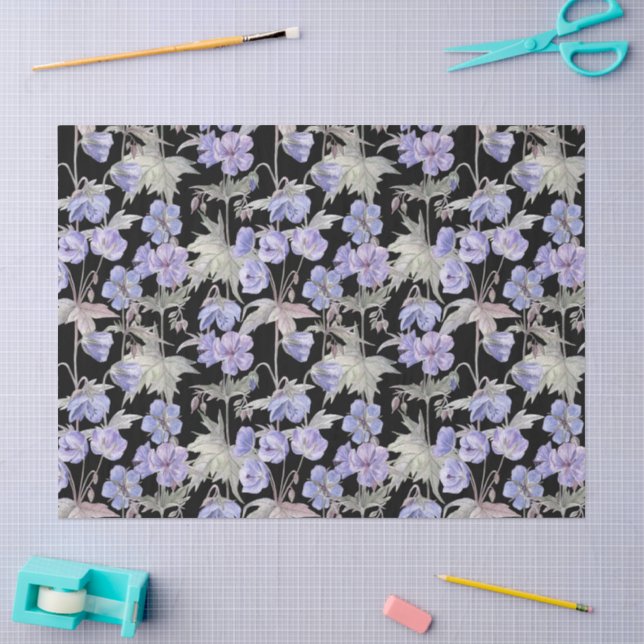 Papier Mousseline Fleurs de lavande à l'aquarelle  (Artisanat)