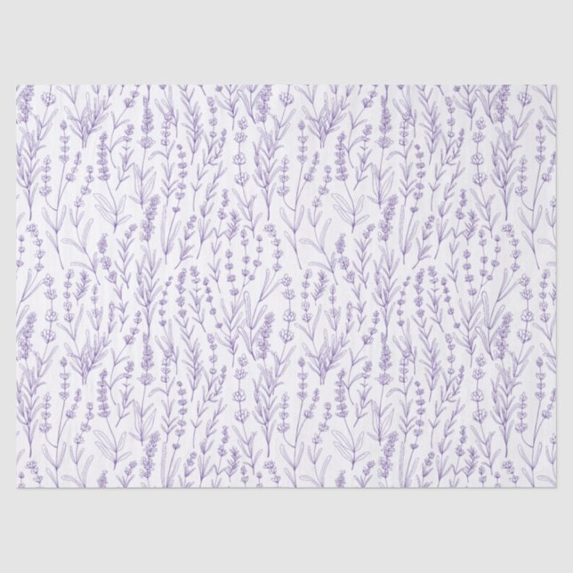 Papier Mousseline Fleurs de lavande à l'aquarelle  (Recto)