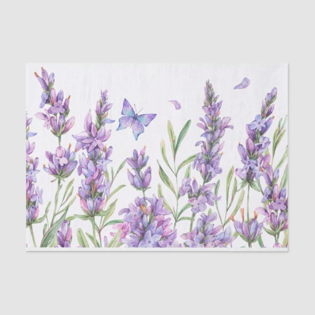 Papier Mousseline Fleurs de lavande aquarelle (Recto)