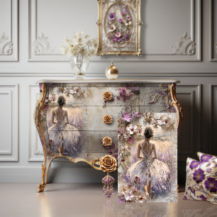 Papier Mousseline Fleurs de lavande, dos de Ballerina, Imaginaire