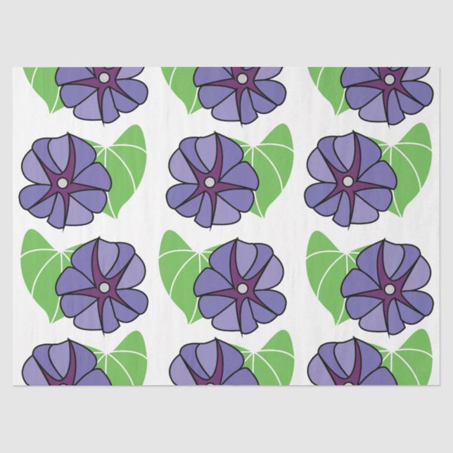 Papier Mousseline Fleurs de l'Ipomée Bleue Floral (Recto)