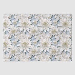 Papier Mousseline Fleurs de Lotus Bleues Blances