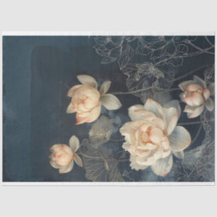 Papier Mousseline Fleurs de lotus et bleu de minuit, Effets de média