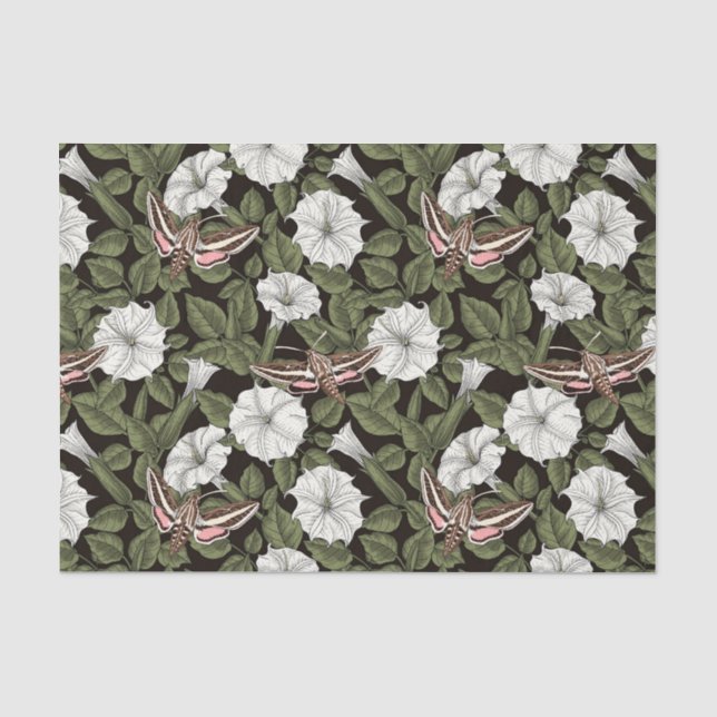 Papier Mousseline Fleurs de lune et sphinx Mois (Recto)
