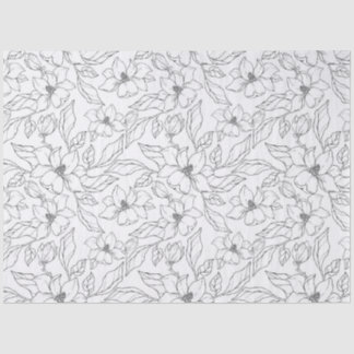Papier Mousseline Fleurs de magnolia dessinées à la main