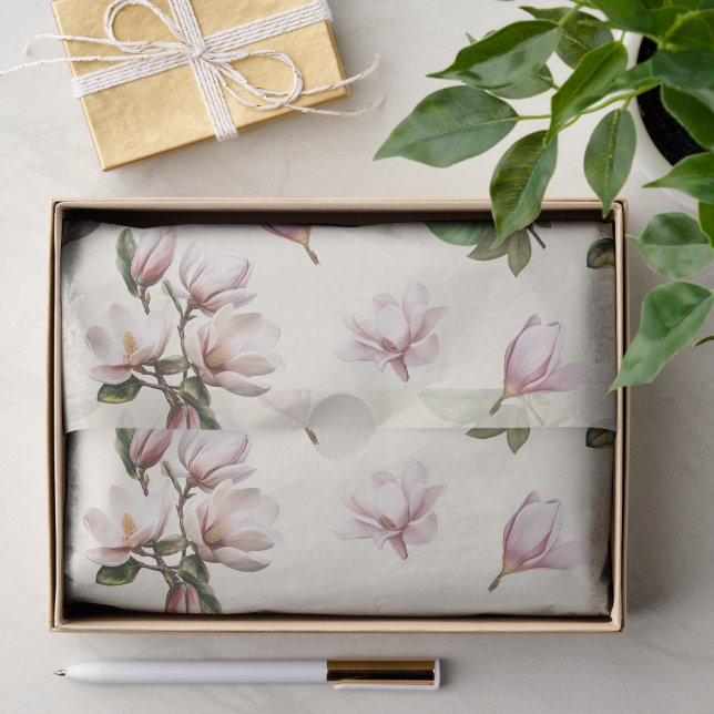 Papier Mousseline Fleurs de Magnolia du Sud  (Cadeau)