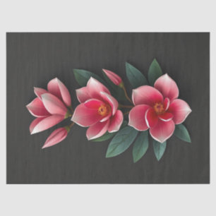 Papier Mousseline Fleurs de Magnolia Rose