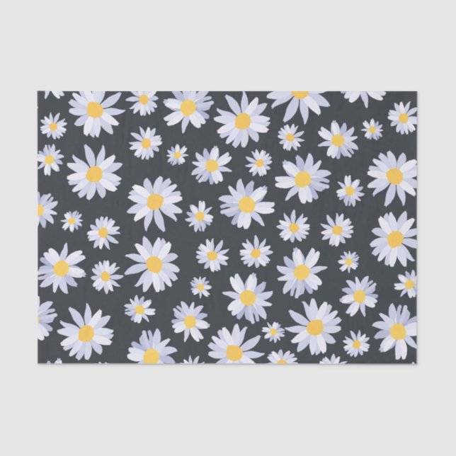 Papier Mousseline Fleurs de marguerite blanche classique Botanique (Recto)