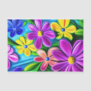 Papier Mousseline Fleurs de marguerite colorées