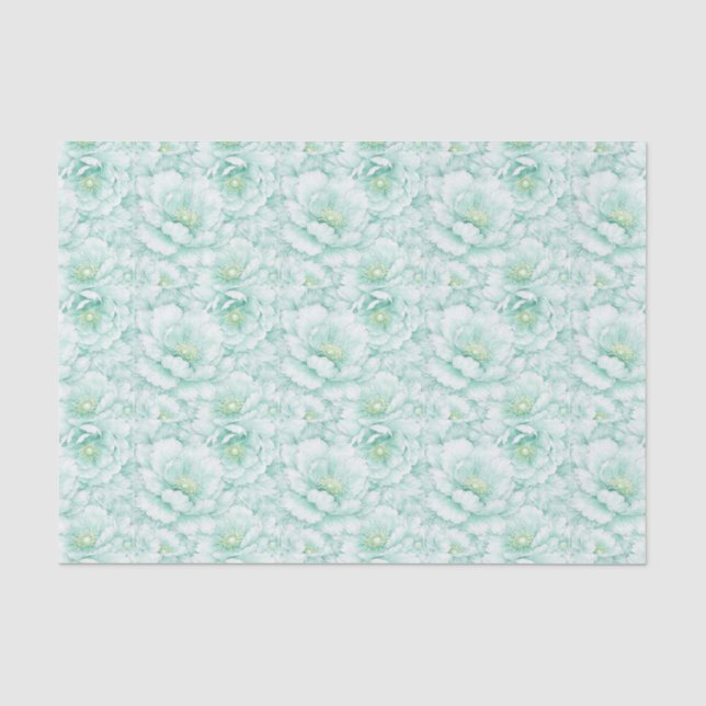 Papier Mousseline Fleurs de mariage à l'aquarelle sarcelle pastel dé (Recto)