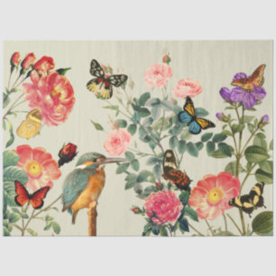 Papier Mousseline Fleurs de martin-pêcheur vintage Papillons Découpa