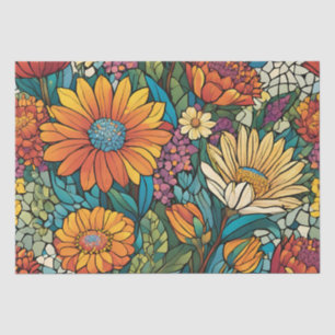 Papier Mousseline Fleurs de mosaïque couleur brillantes