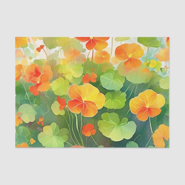 Papier Mousseline Fleurs de Nasturtium vibrantes (Recto)