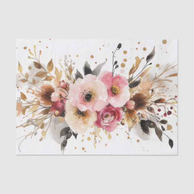 Papier Mousseline Fleurs de noël colorées (Recto)
