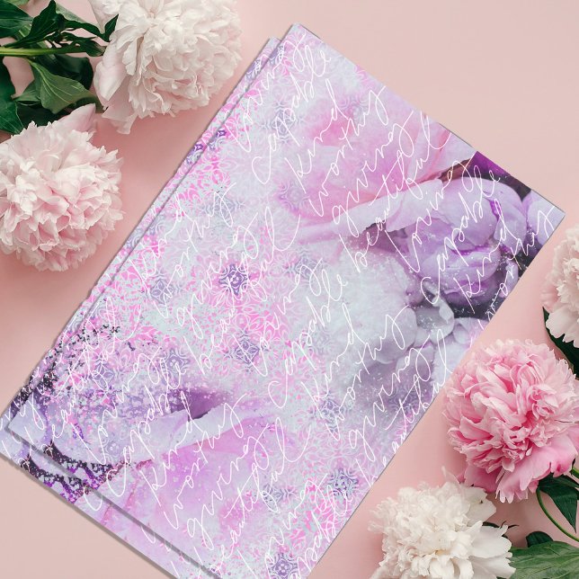 Papier Mousseline Fleurs De Peine Rose Avec Remplacement De Texte ma (Créateur téléchargé)