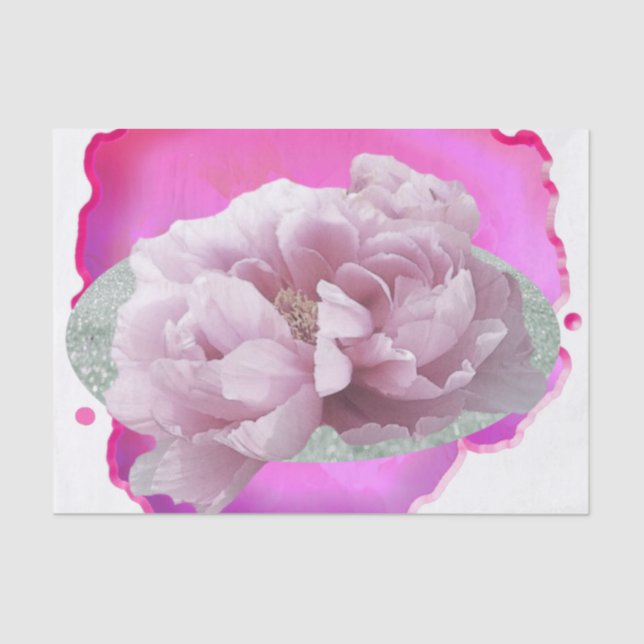 Papier Mousseline Fleurs de pivoine Papier Tissu rose (Recto)