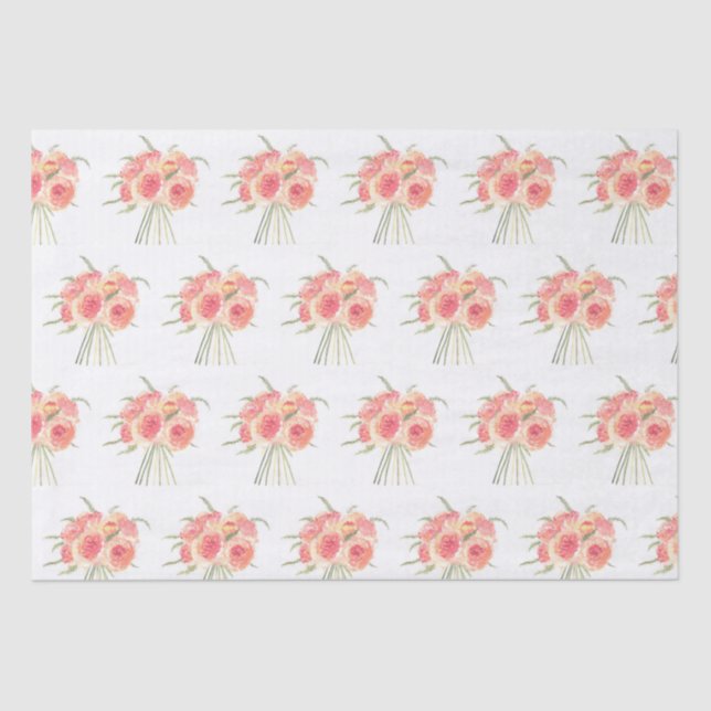 Papier Mousseline Fleurs de pivoine pastel Aquarelle mariage rustiqu (Recto)