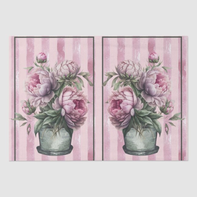 Papier Mousseline Fleurs de pivoines en poterie avec Arrière - plan  (Recto)