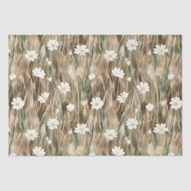 Papier Mousseline Fleurs de printemps blanches Anniversaire (Recto)
