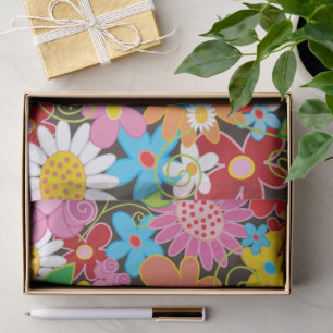 Papier Mousseline Fleurs de printemps fantaisistes colorées jardin c