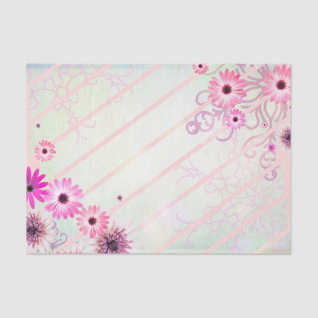 Papier Mousseline Fleurs de printemps rose romantique sur bandes dia (Recto)