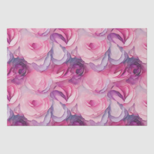 Papier Mousseline Fleurs de printemps roses peintes vibrant aquarell