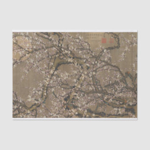 Papier Mousseline Fleurs de prunes blanches et lune par Ito Jakuchu