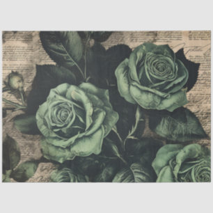 Papier Mousseline Fleurs de rose de verdure découpage vintage
