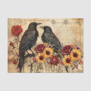 Papier Mousseline Fleurs de soleil d'inspiration vintage Roses rouge