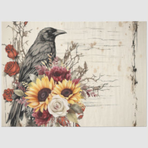 Papier Mousseline Fleurs de soleil d'inspiration vintage Roses rouge