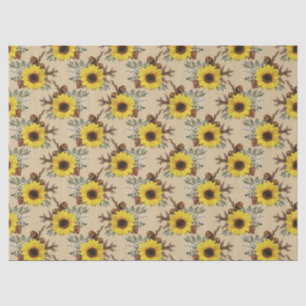 Papier Mousseline Fleurs de soleil et Acornes sur la page de découpa