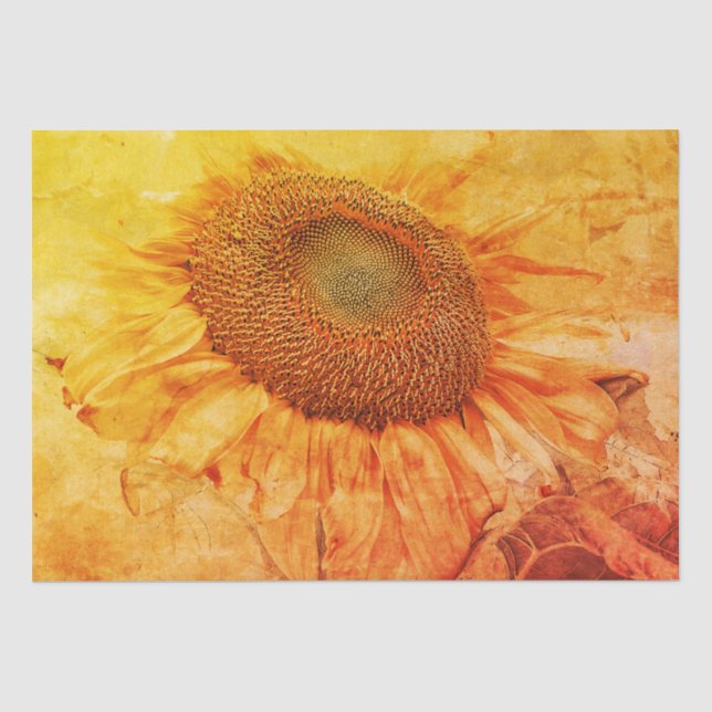 Papier Mousseline Fleurs de soleil géantes Grunge jaune Découpage Vi (Recto)