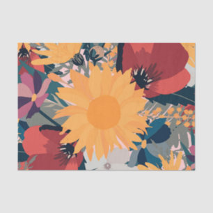 Papier Mousseline Fleurs de soleil modernes Floral Automne Couleurs