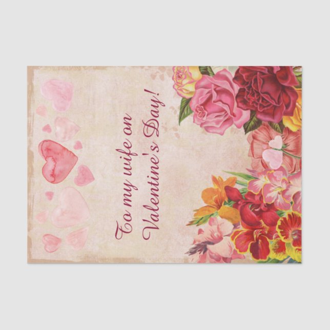 Papier Mousseline Fleurs de Steampunk victorienne Coeurs Saint-Valen (Recto)