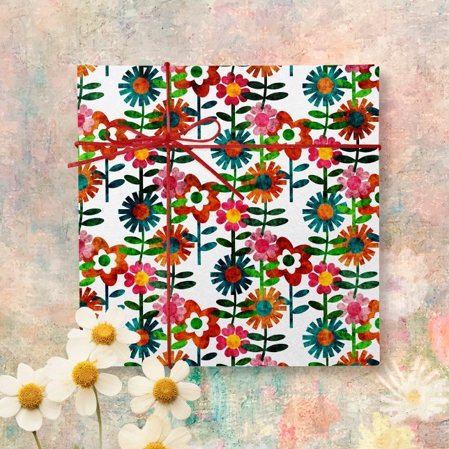 Papier Mousseline Fleurs de style des années 70 (Créateur téléchargé)